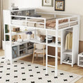 Lit mezzanine en métal avec armoire et bureau en L