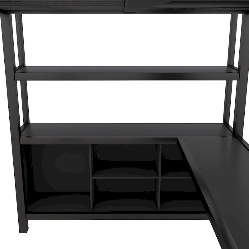 Lit mezzanine en métal avec armoire et bureau en L