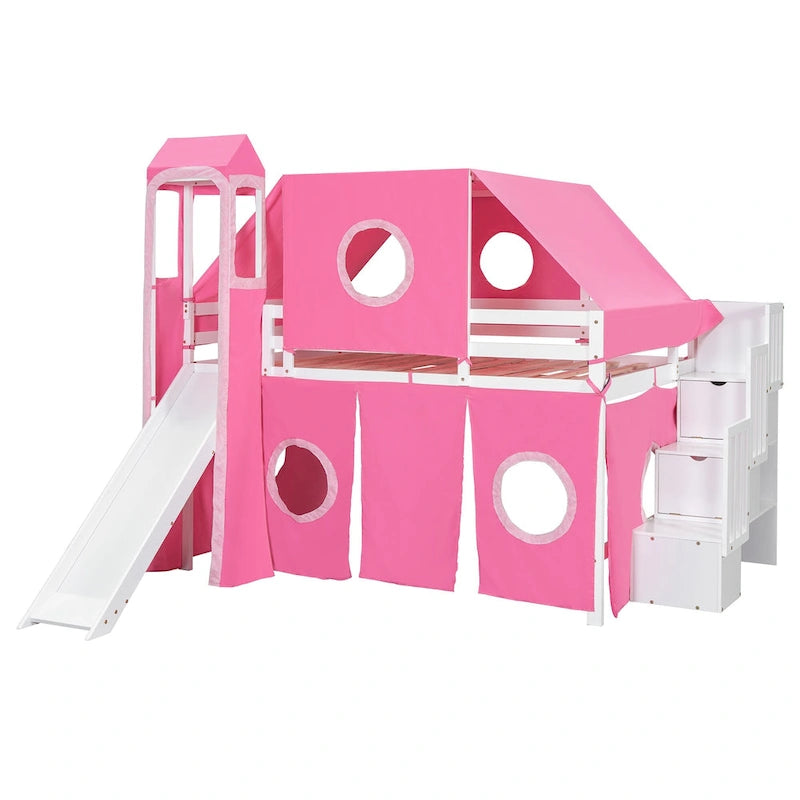 Lit mezzanine avec tente et tour