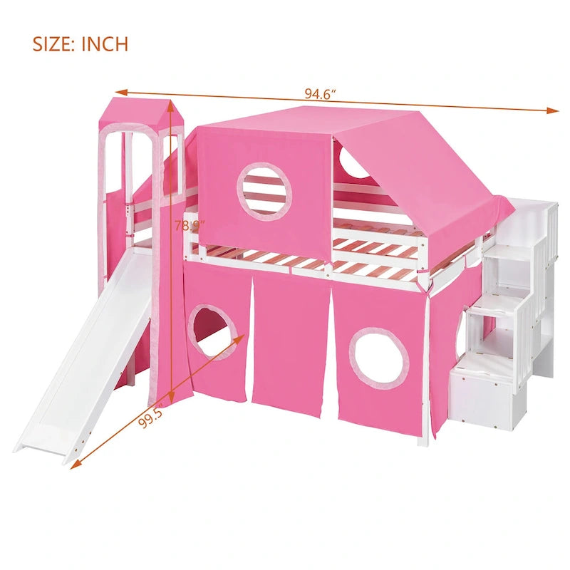 Lit mezzanine avec tente et tour