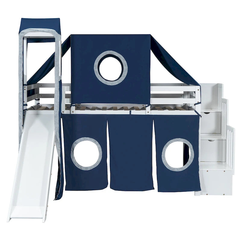 Lit mezzanine avec tente et tour