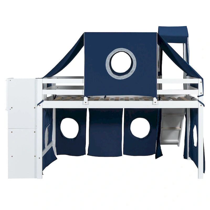 Lit mezzanine avec tente et tour