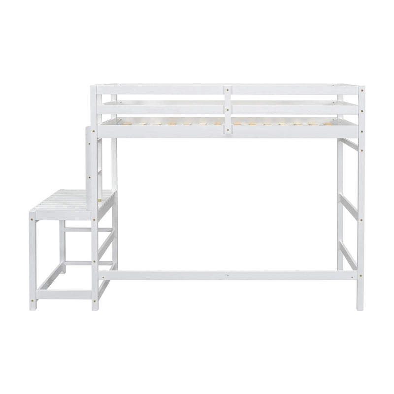 Lit mezzanine haut en pin, format simple, avec échelle