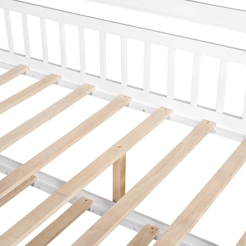 Lit cabane en bois massif avec lit gigogne double