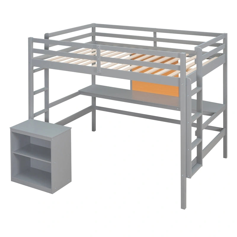 Lit mezzanine avec bureau et planche à écrire en pin massif