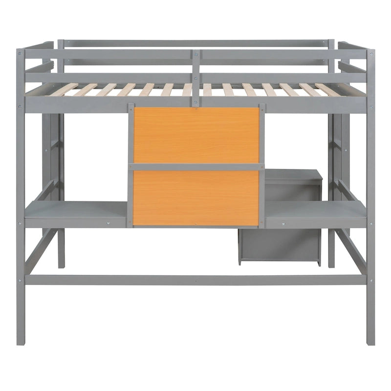 Lit mezzanine avec bureau et planche à écrire en pin massif