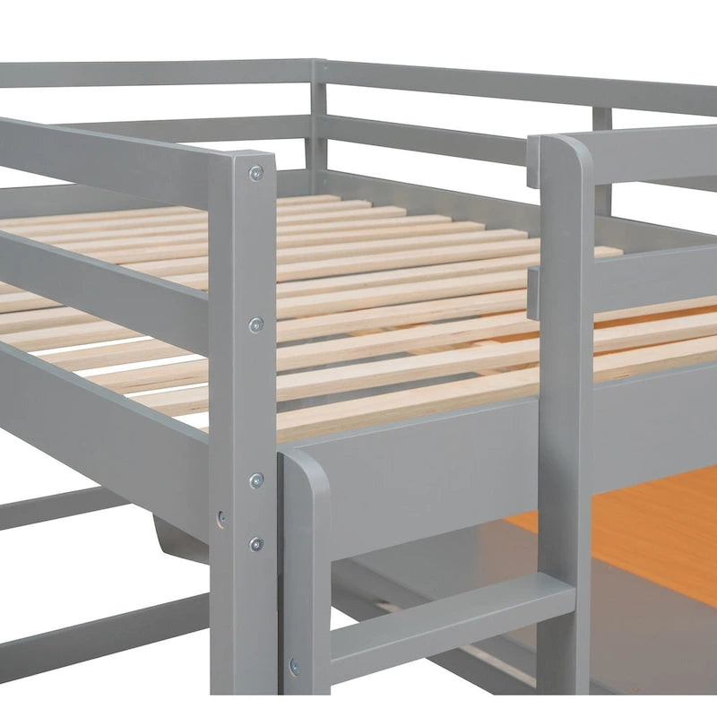 Lit mezzanine avec bureau et planche à écrire en pin massif