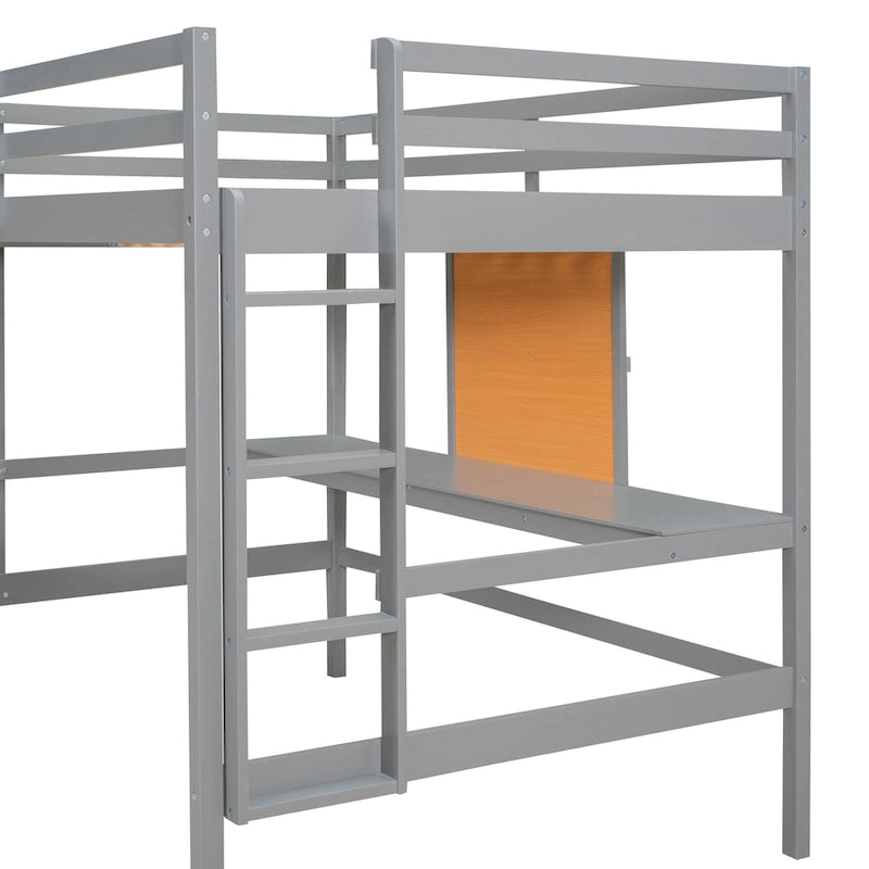 Lit mezzanine avec bureau et planche à écrire en pin massif
