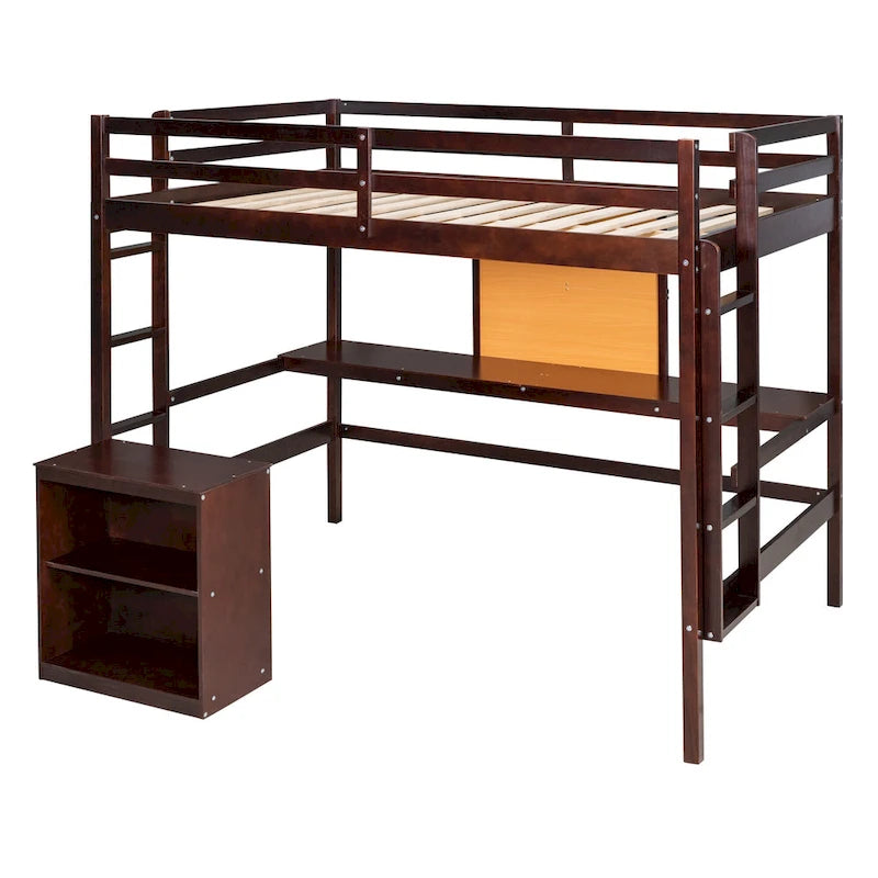 Lit mezzanine avec bureau et planche à écrire en pin massif
