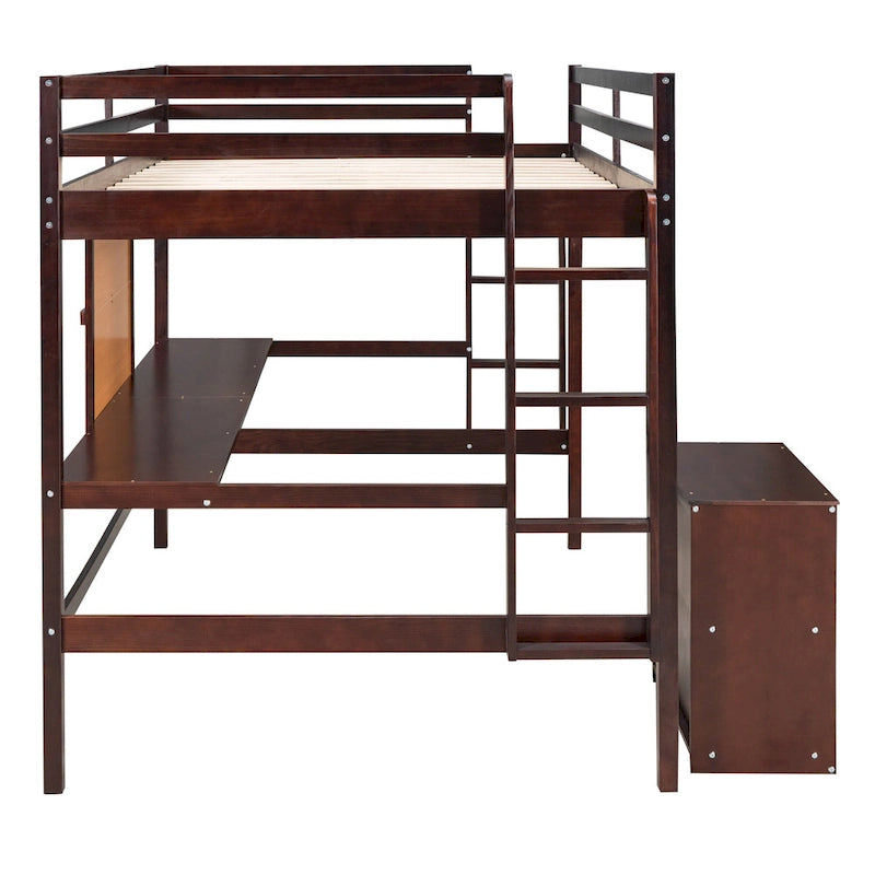 Lit mezzanine avec bureau et planche à écrire en pin massif