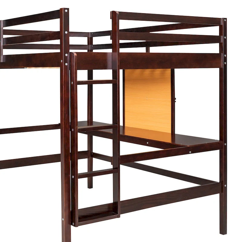 Lit mezzanine avec bureau et planche à écrire en pin massif