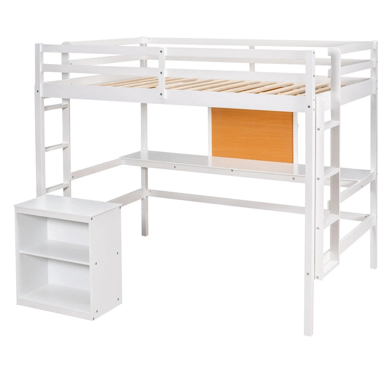 Lit mezzanine avec bureau et planche à écrire en pin massif