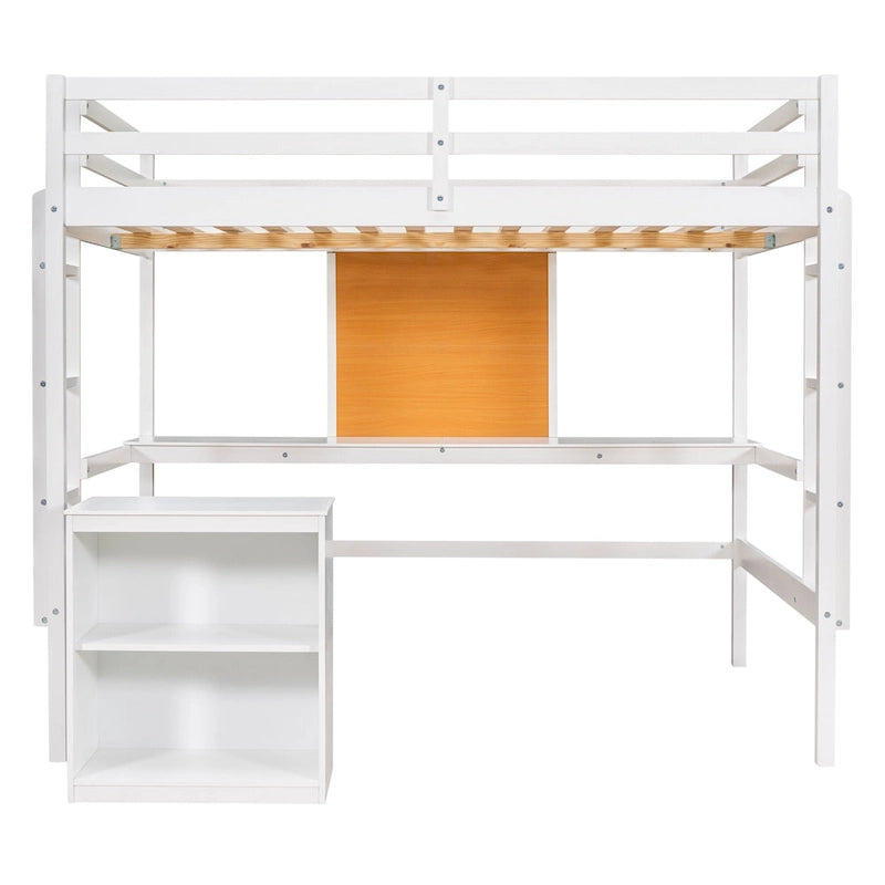 Lit mezzanine avec bureau et planche à écrire en pin massif