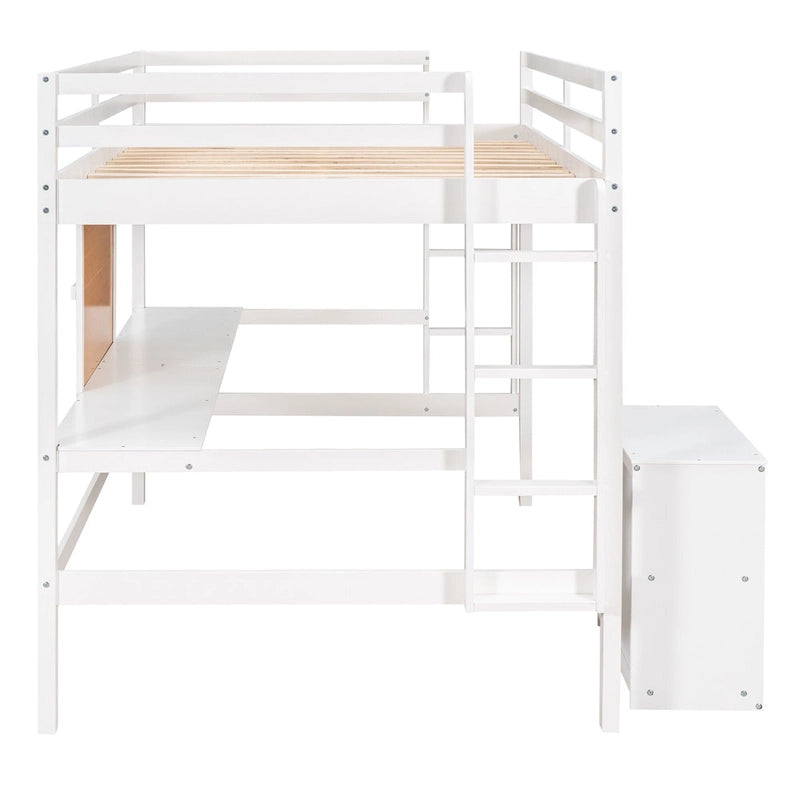 Lit mezzanine avec bureau et planche à écrire en pin massif