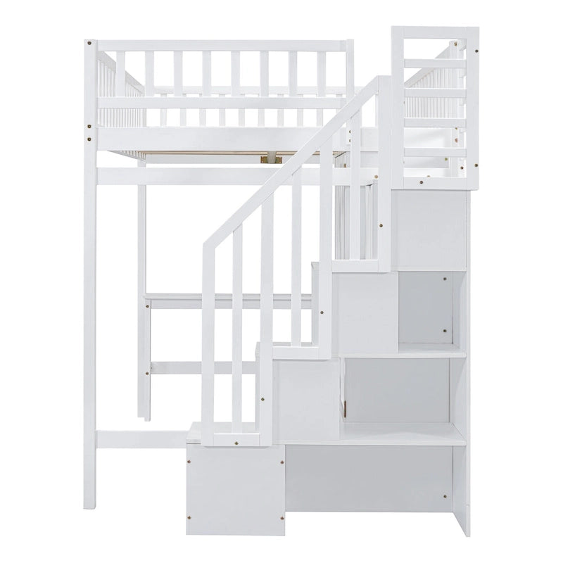 Lit mezzanine en pin avec bureau et rangements