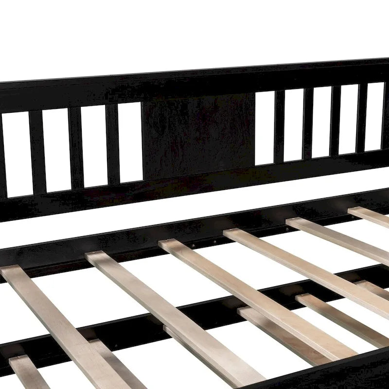 Lit de repos double en bois avec lit gigogne, canapé-lit pour chambre à coucher ou salon