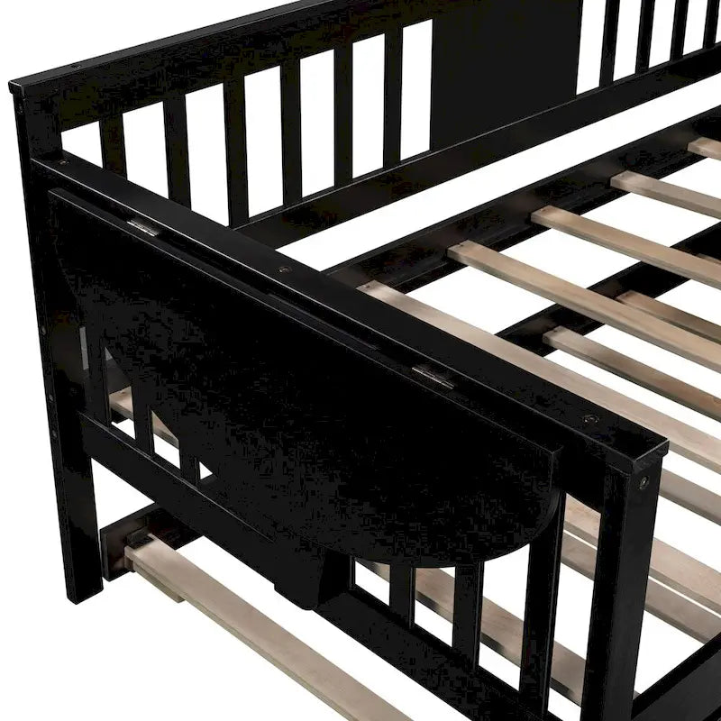 Lit de repos double en bois avec lit gigogne, canapé-lit pour chambre à coucher ou salon