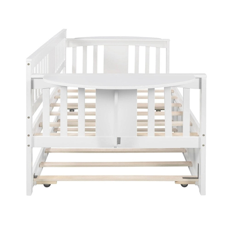 Lit de repos double en bois avec lit gigogne, canapé-lit pour chambre à coucher ou salon