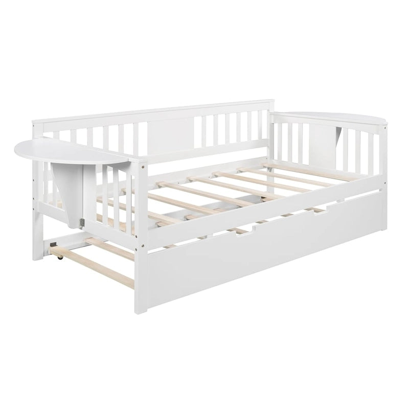 Lit de repos double en bois avec lit gigogne, canapé-lit pour chambre à coucher ou salon