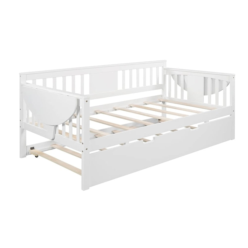 Lit de repos double en bois avec lit gigogne, canapé-lit pour chambre à coucher ou salon