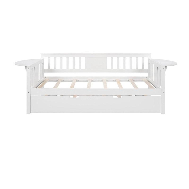 Lit de repos double en bois avec lit gigogne, canapé-lit pour chambre à coucher ou salon