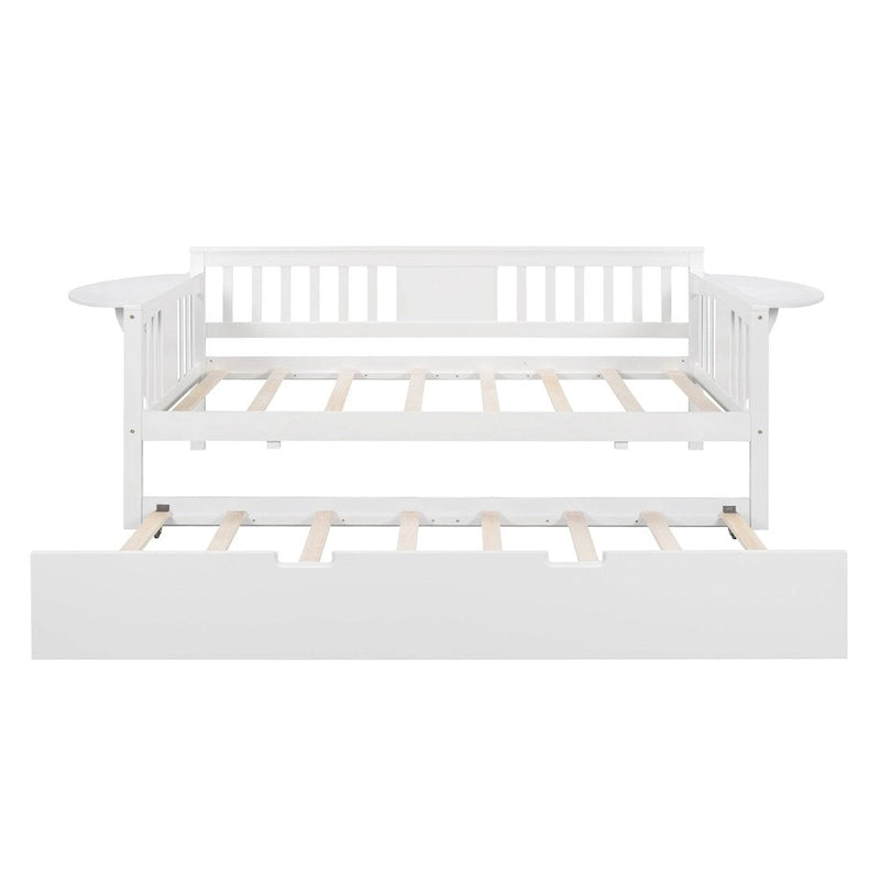 Lit de repos double en bois avec lit gigogne, canapé-lit pour chambre à coucher ou salon