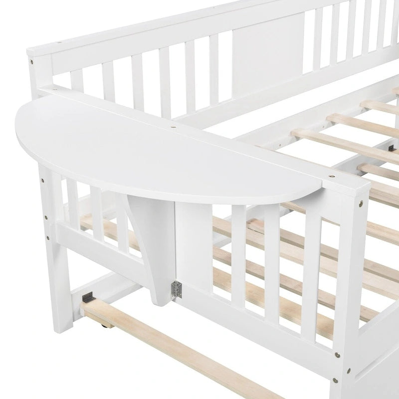 Lit de repos double en bois avec lit gigogne, canapé-lit pour chambre à coucher ou salon