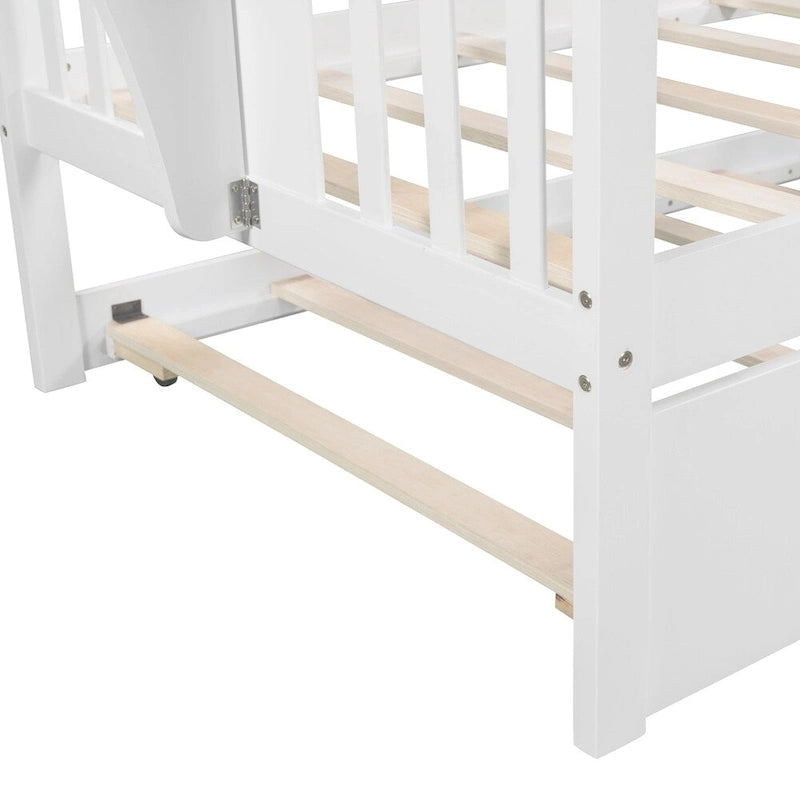Lit de repos double en bois avec lit gigogne, canapé-lit pour chambre à coucher ou salon