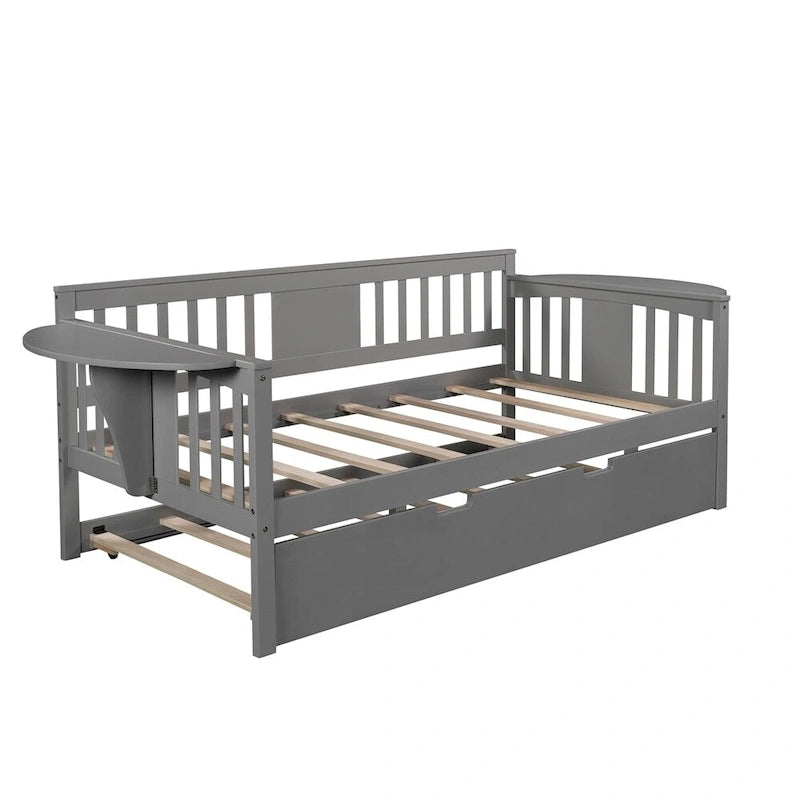 Lit de repos double en bois avec lit gigogne, canapé-lit pour chambre à coucher ou salon