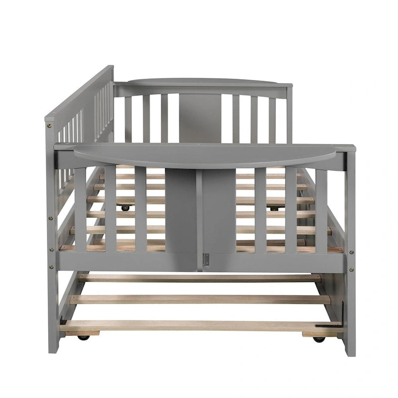 Lit de repos double en bois avec lit gigogne, canapé-lit pour chambre à coucher ou salon
