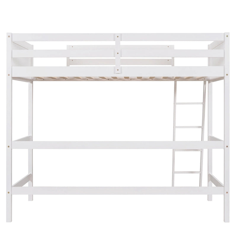 Lit mezzanine double en bois massif avec échelle