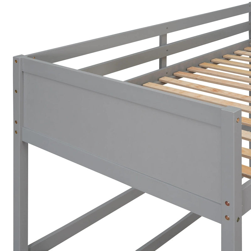 Lit mezzanine double en bois massif avec échelle