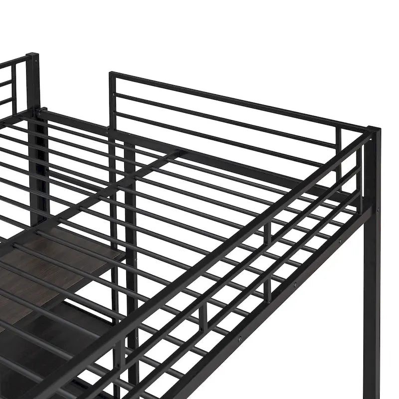 Lit mezzanine en métal avec 3 étagères et échelle