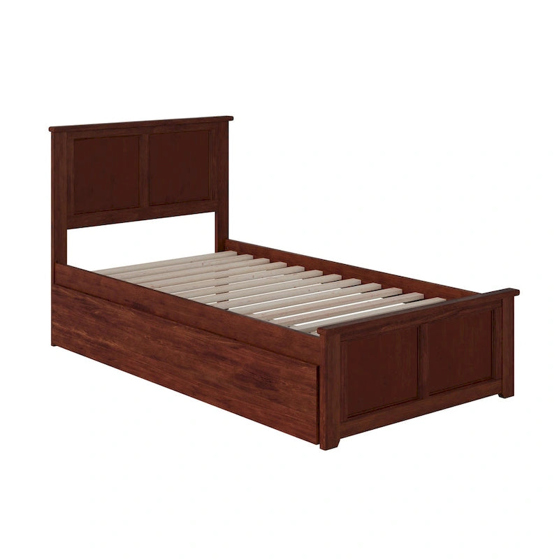 Lit plateforme avec pied de lit assorti et lit gigogne double