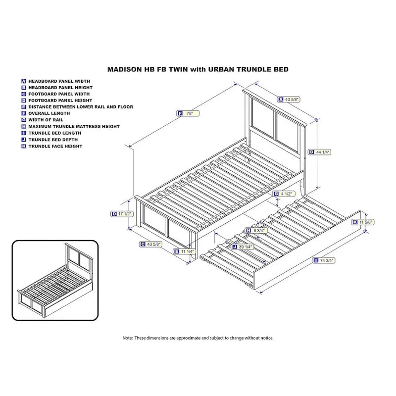 Lit plateforme avec pied de lit assorti et lit gigogne double