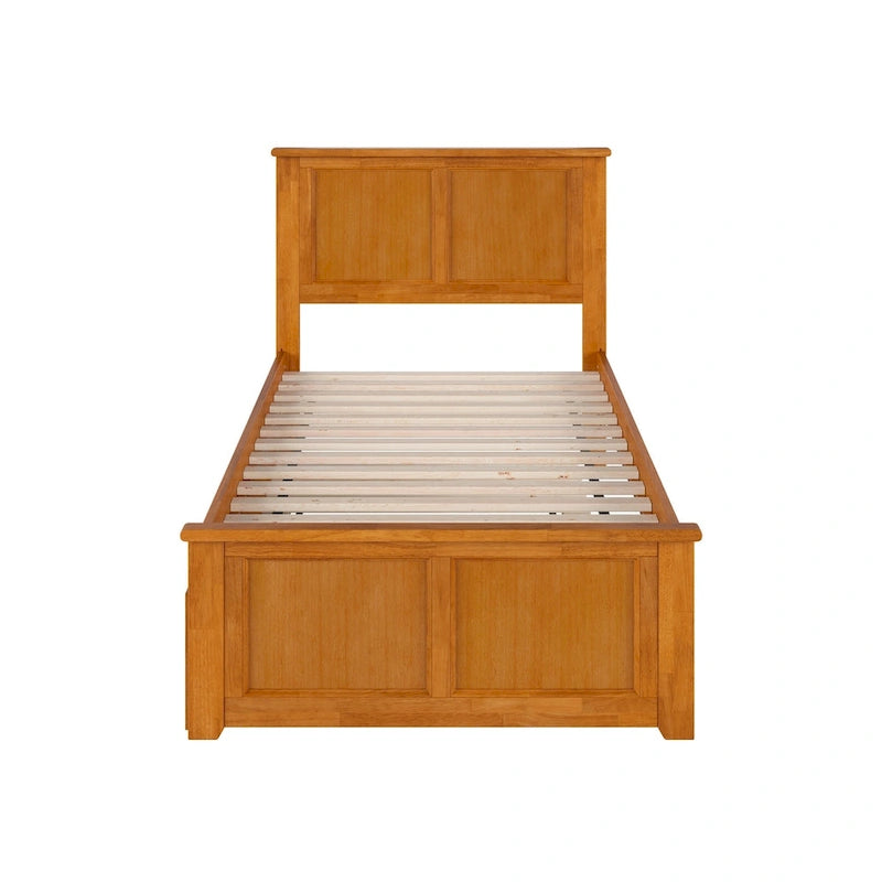Lit plateforme avec pied de lit assorti et lit gigogne double