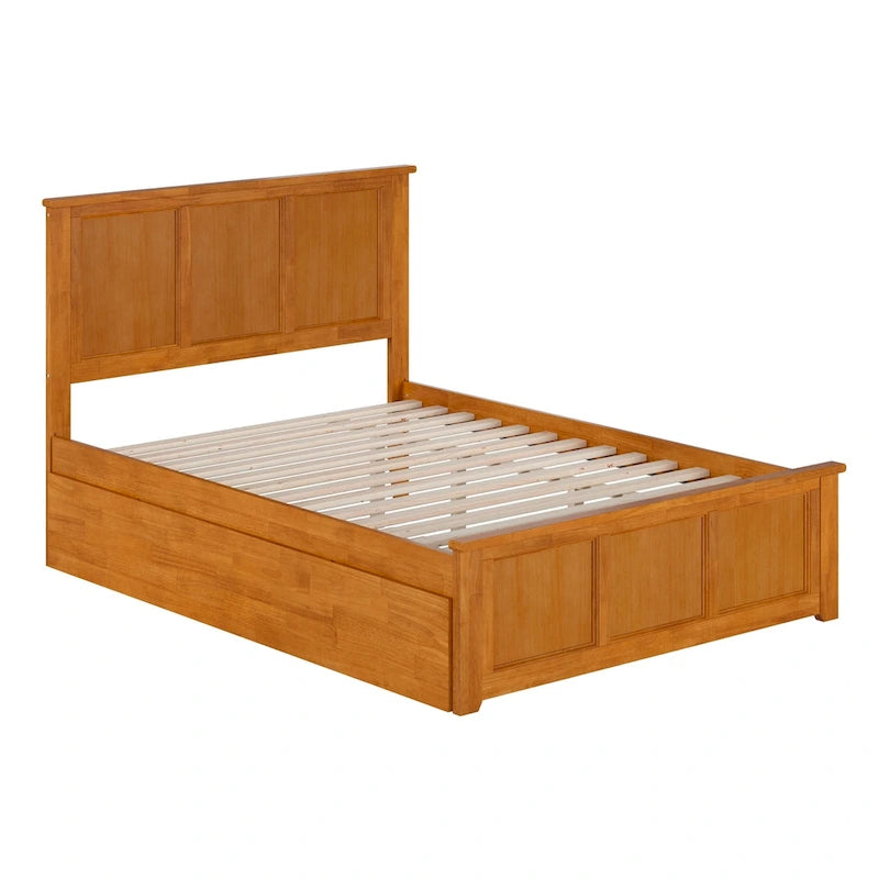 Lit plateforme avec pied de lit assorti et lit gigogne double