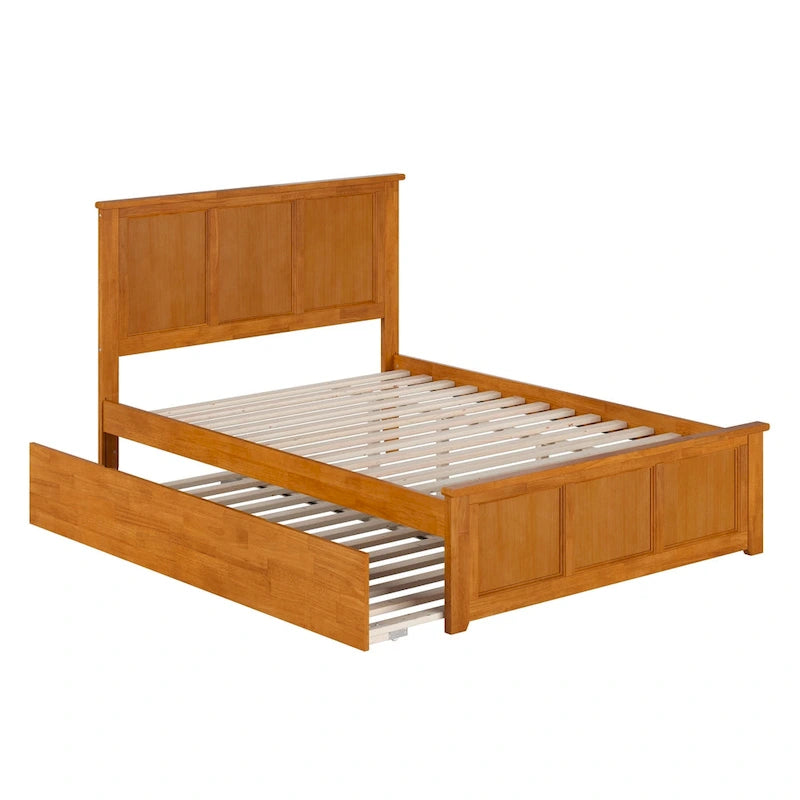 Lit plateforme avec pied de lit assorti et lit gigogne double