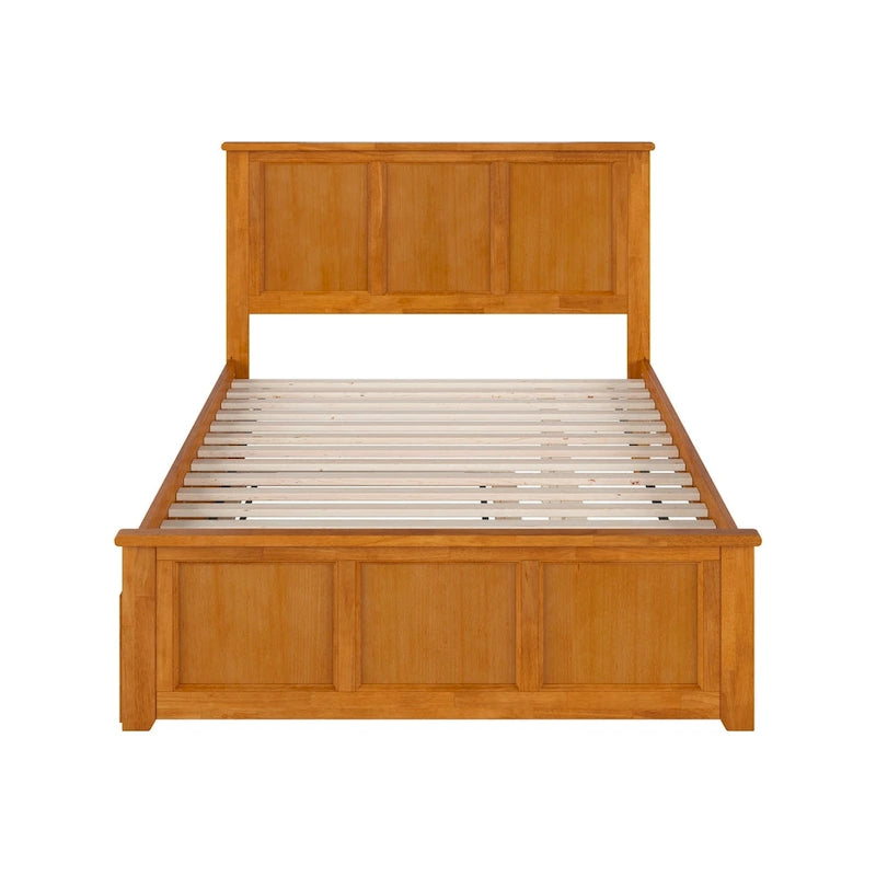 Lit plateforme avec pied de lit assorti et lit gigogne double