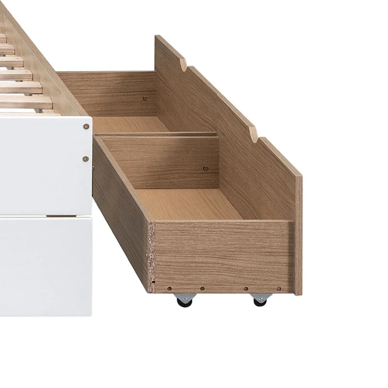 Cadre de lit plateforme en bois double de style ferme moderne avec lit gigogne simple