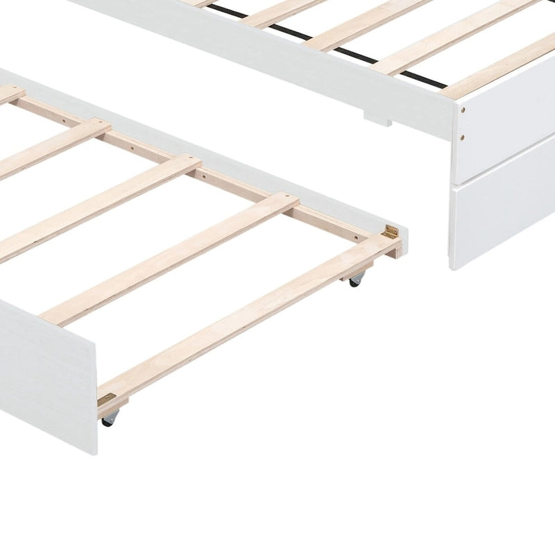 Cadre de lit plateforme en bois double de style ferme moderne avec lit gigogne simple