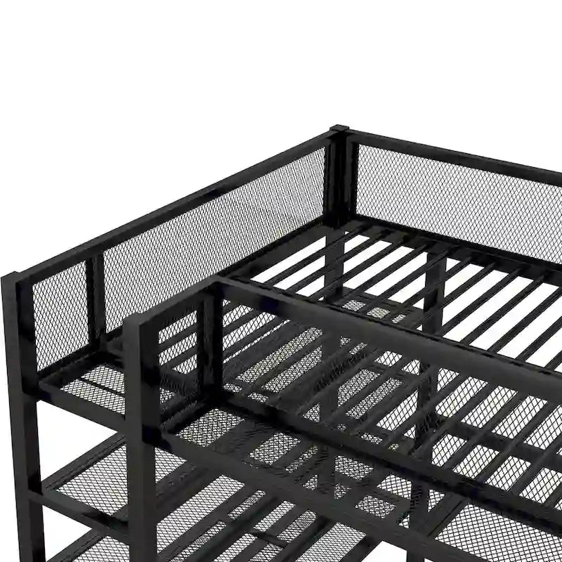 Lit mezzanine double avec quatre étagères