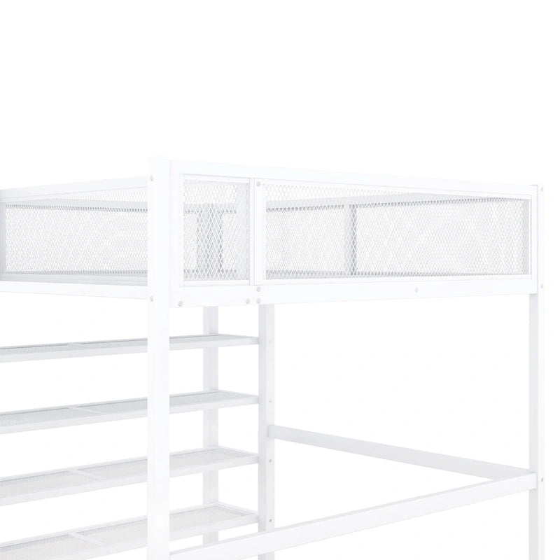 Lit mezzanine double avec quatre étagères