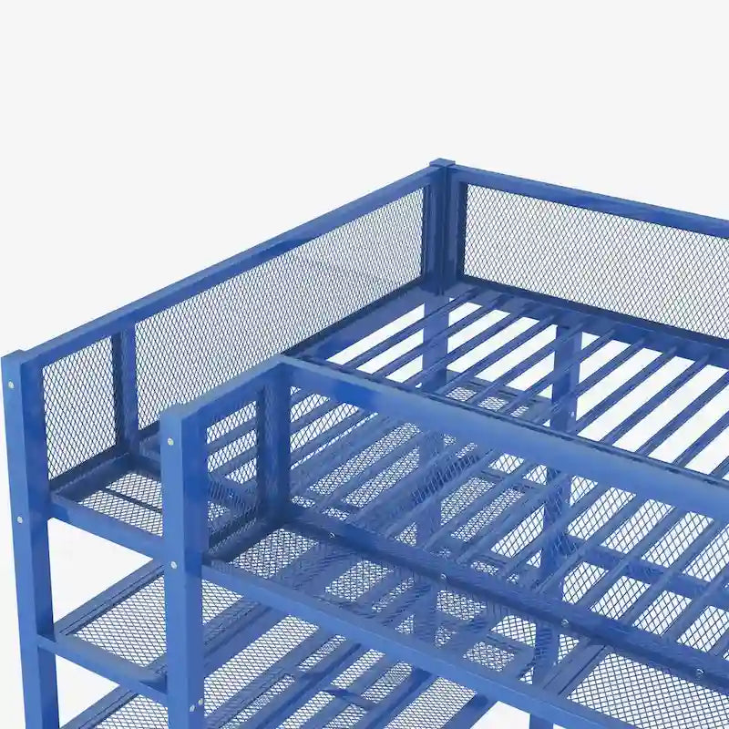 Lit mezzanine double avec quatre étagères