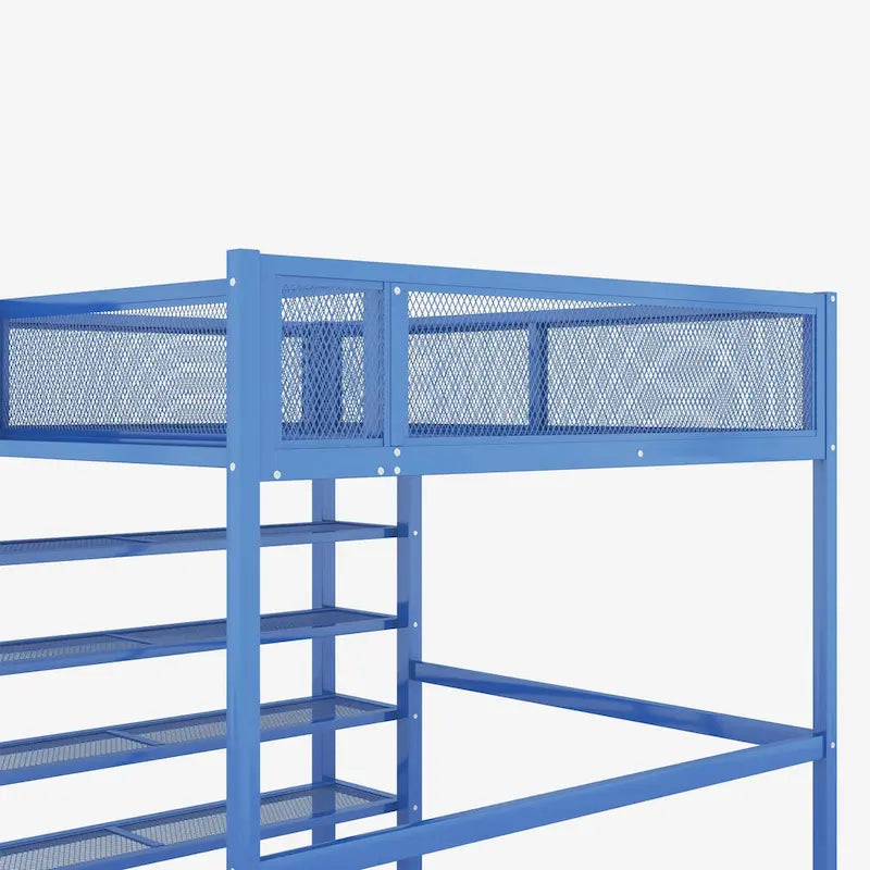 Lit mezzanine double avec quatre étagères