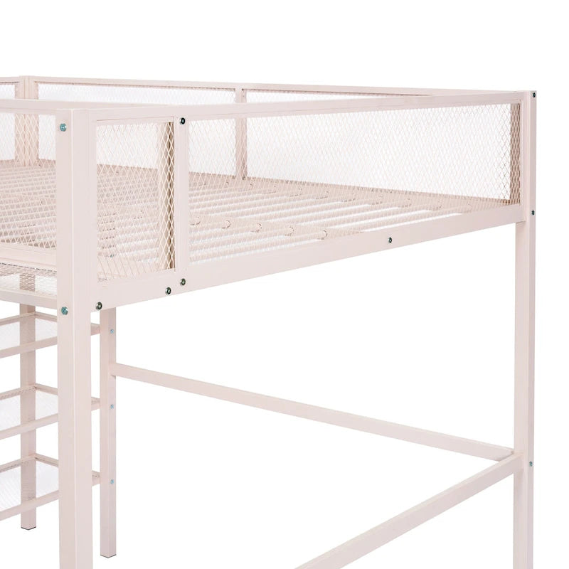Lit mezzanine double avec quatre étagères