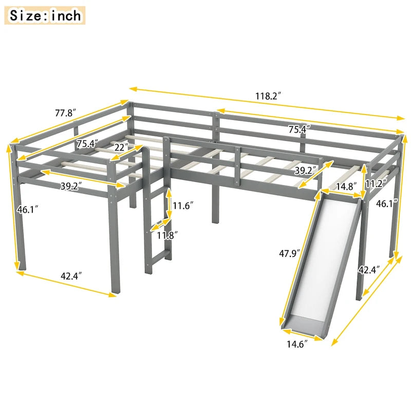 Lit mezzanine avec échelle et toboggan
