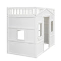 Twin Size Creativity House Bed Wood Loft Bed with Ladder