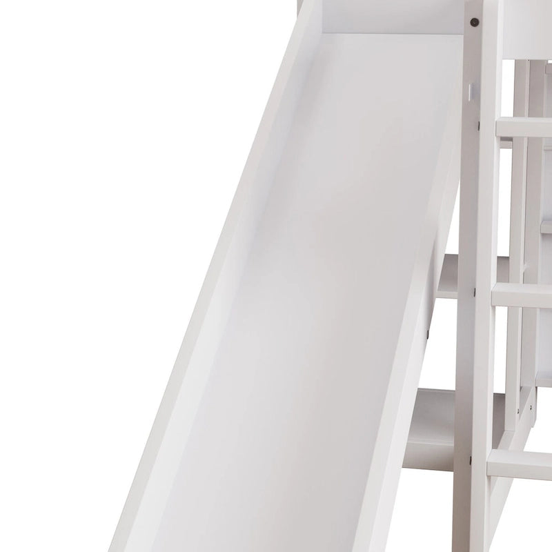 Lit mezzanine cabane en bois de taille double avec toboggan