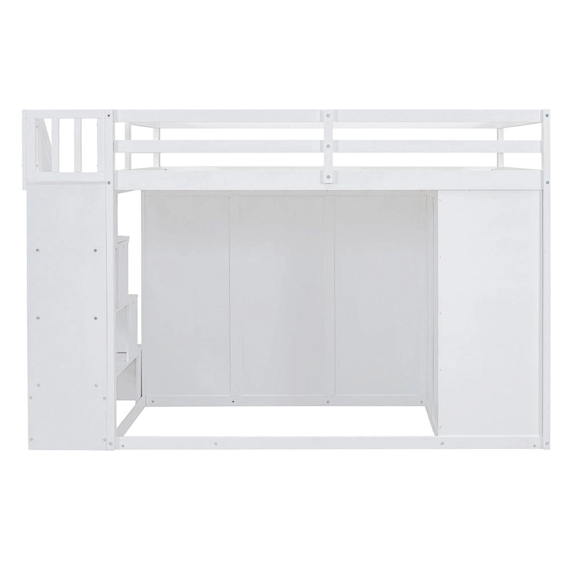 Lit mezzanine en bois pleine taille avec armoires intégrées